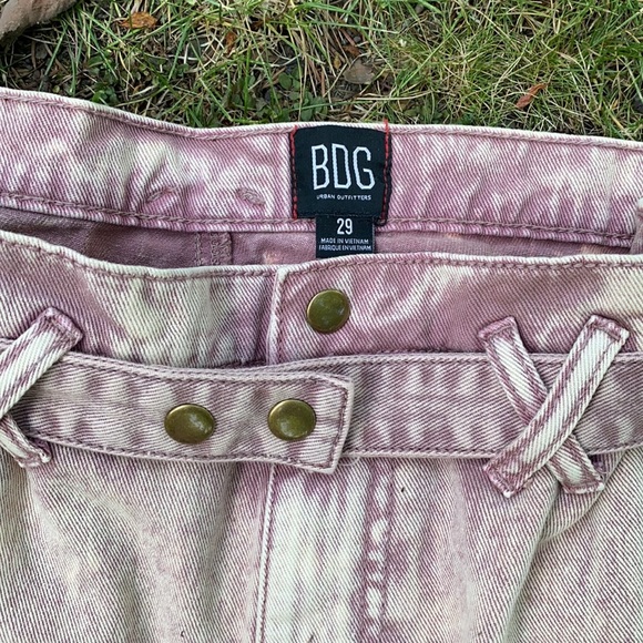 Pink acid washed paper bag waist shorts BDG - Picture 2 of 5